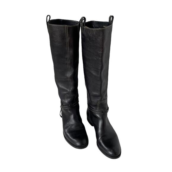 Gucci Interlocking G Logo Tall Riding Boots Knee Leather Black 7 GUC - Picture 13 of 16